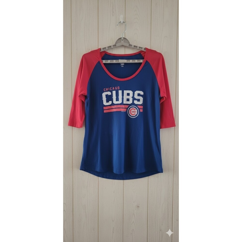 Chicago Cubs Campus Lifestyle  Blue/Red Women Shirt Top Large NWT A500 Excellent